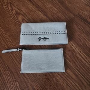 Jessica Simpson Grey/White/Cream Wallet and Card Holder Set